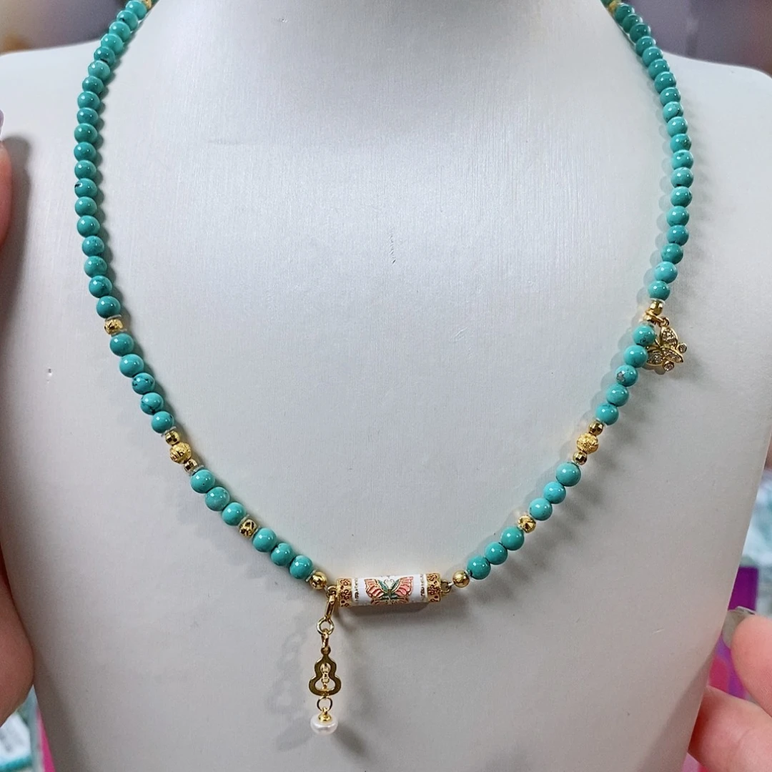 绿松石银S925镀金镶嵌珠宝奇石