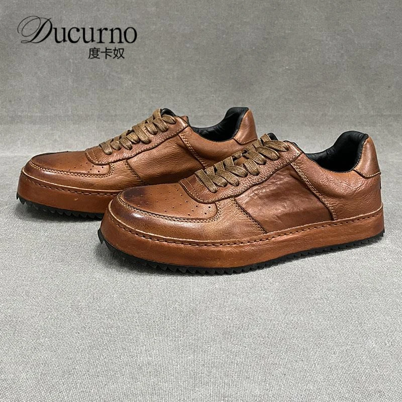 休闲板鞋男士秋季新款潮鞋复古做旧潮流透气低帮透气做旧男板鞋