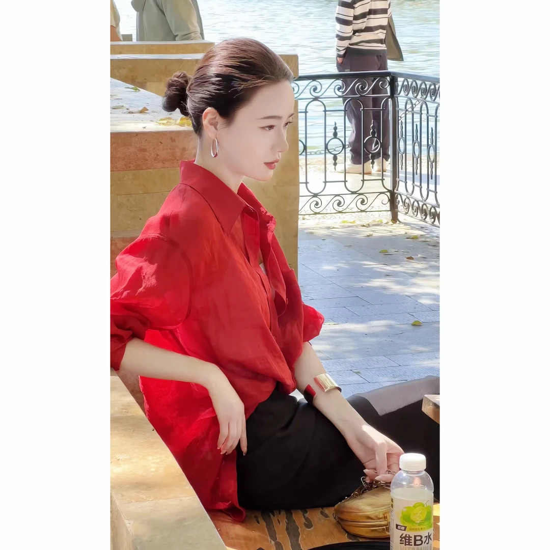 【亦瑶定制】朗姆红茶/衬衫 夏季高端时尚休闲苎麻薄款5CCJN8848