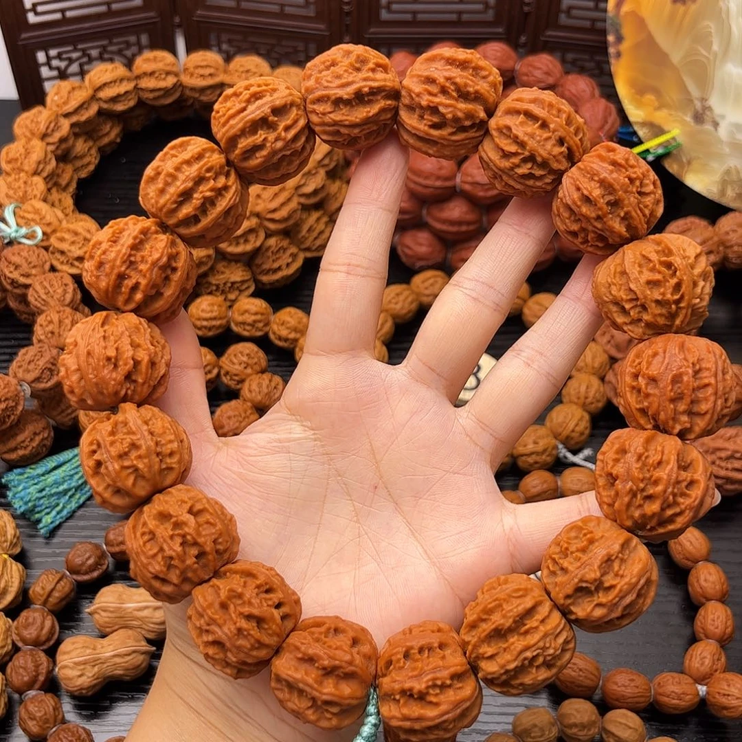 吊坠桃核红皮八楞粗筋手持