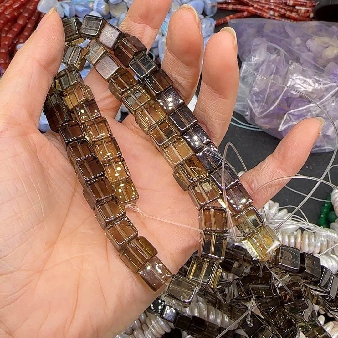 玛瑙/玉髓合金珠宝半成品用****7茶晶方糖拍两94发一条