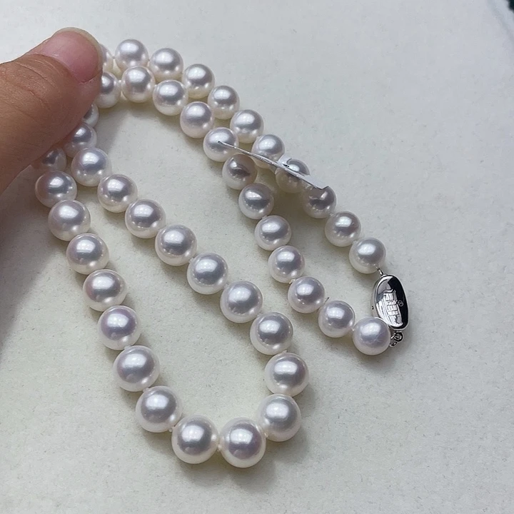 淡水珍珠银S925镶嵌颈饰卡9➕高品极光白炫天女粉毕业级收藏