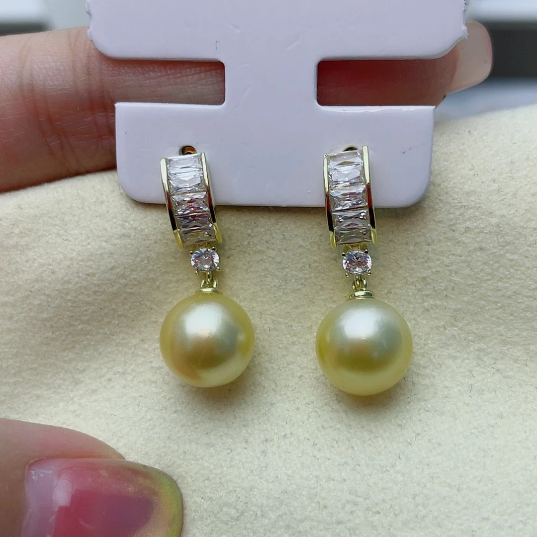 海水珍珠银S925镶嵌耳饰w58