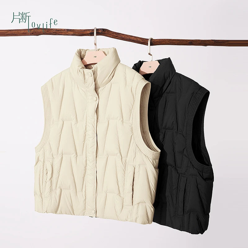 片断羽绒马甲女2025冬季新款立领气质通勤休闲小个子叠穿保暖外套