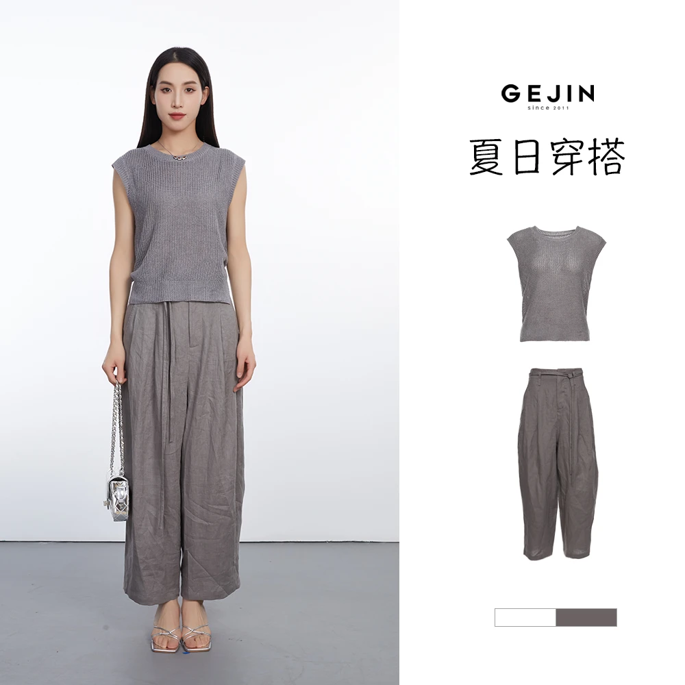 GEJIN/歌锦2025夏季新款时尚舒适镂空无袖针织衫9222560239