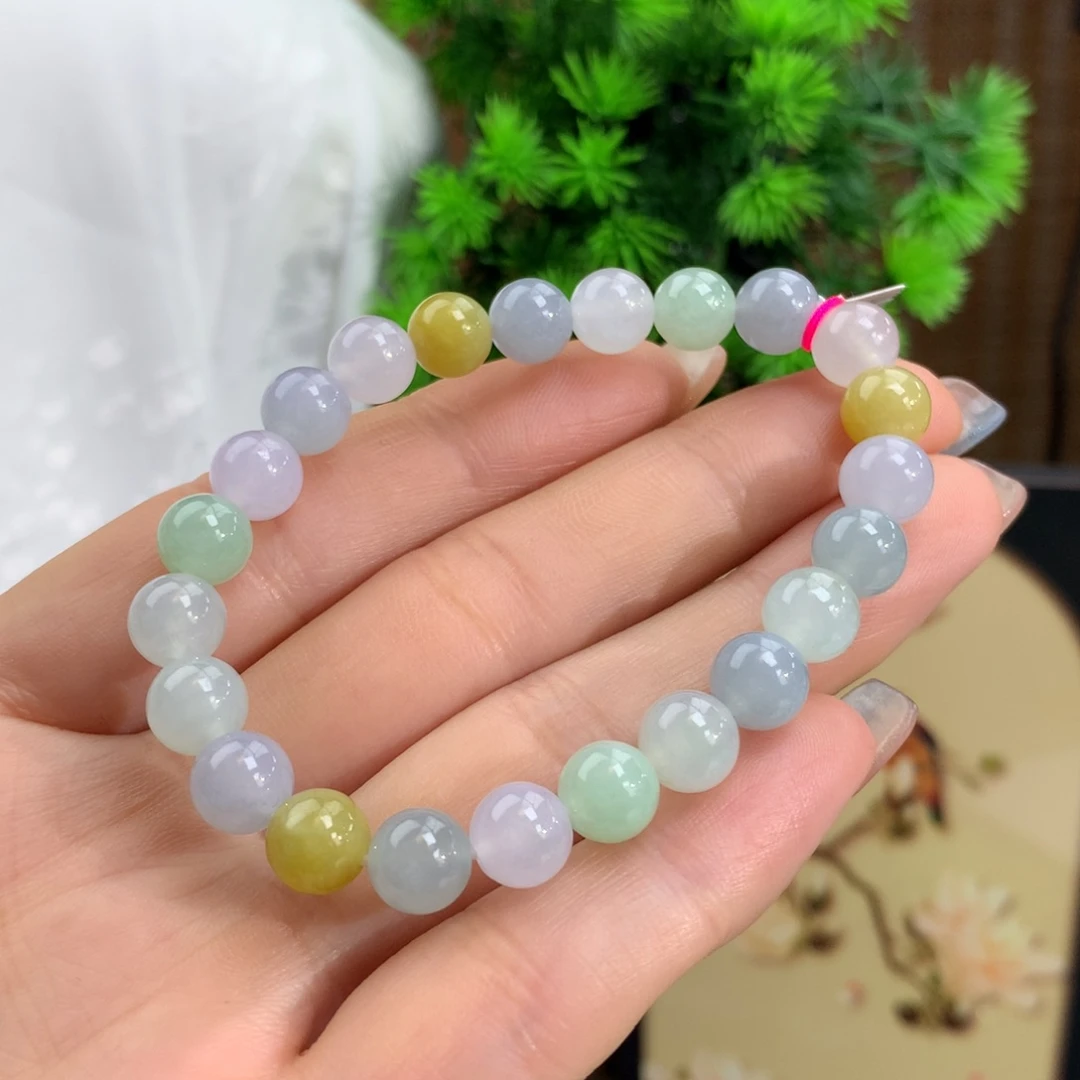 翡翠手链未镶嵌冰胶多宝手链卡8mm