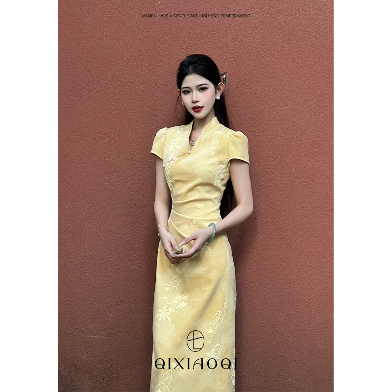 七小七Sicily【春知棠信】新中式提花改良旗袍女夏绝美旗袍收腰显瘦