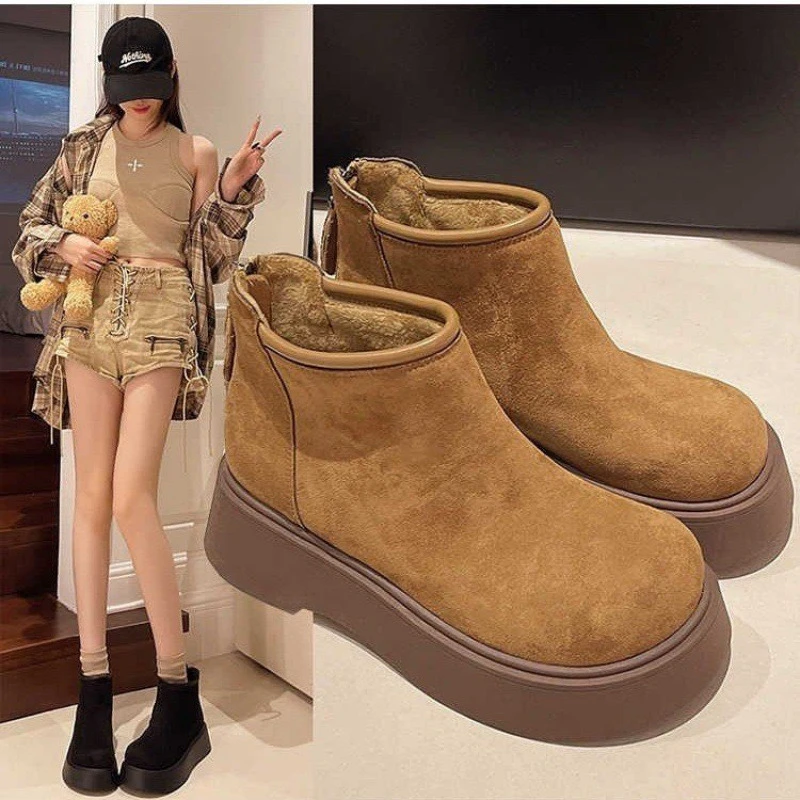 2025春季新款时尚勃肯增高显瘦厚底拉链马丁靴