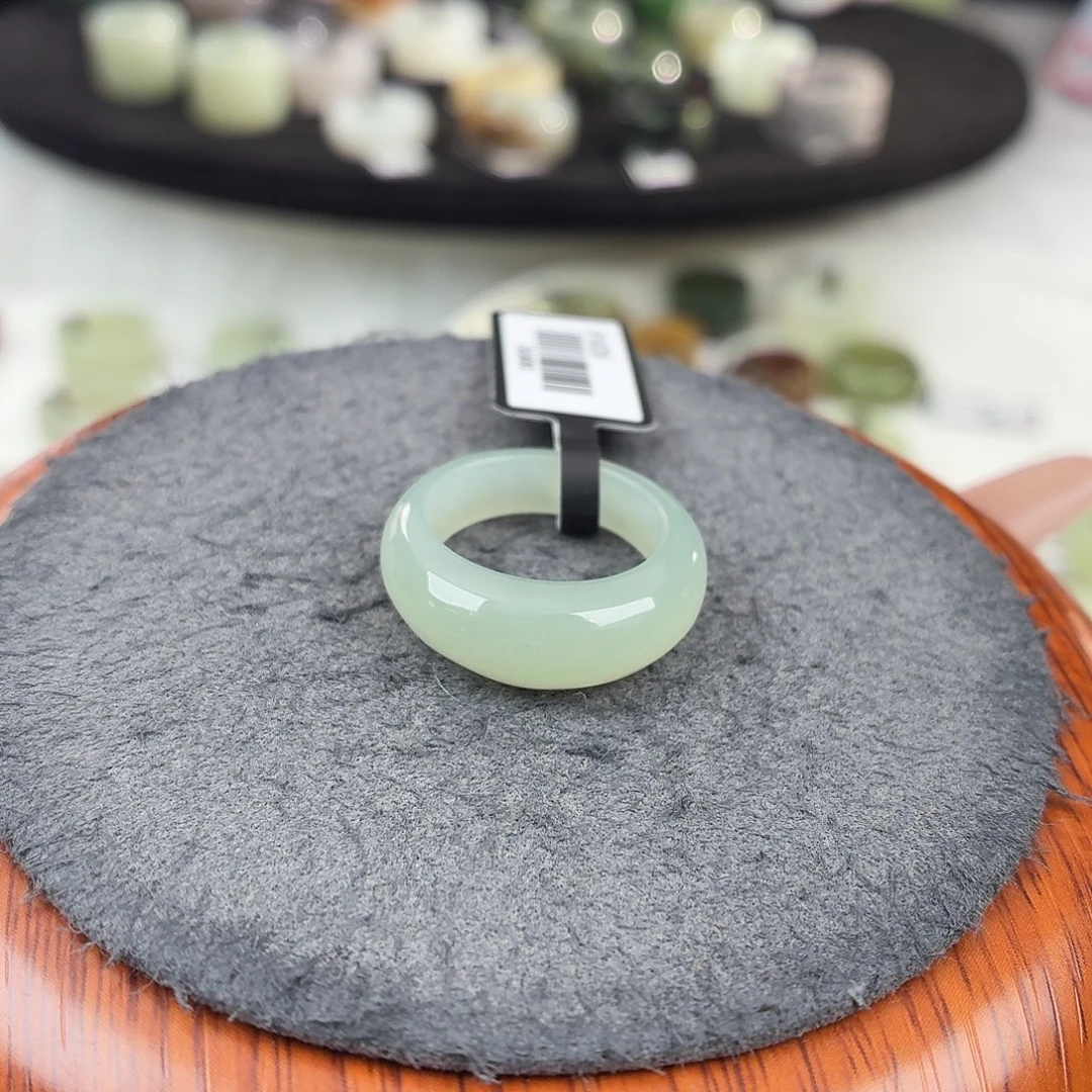 和田玉未镶嵌戒指b35奶蓝馒头16.8