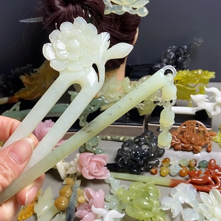 岫玉未镶嵌发簪发簪