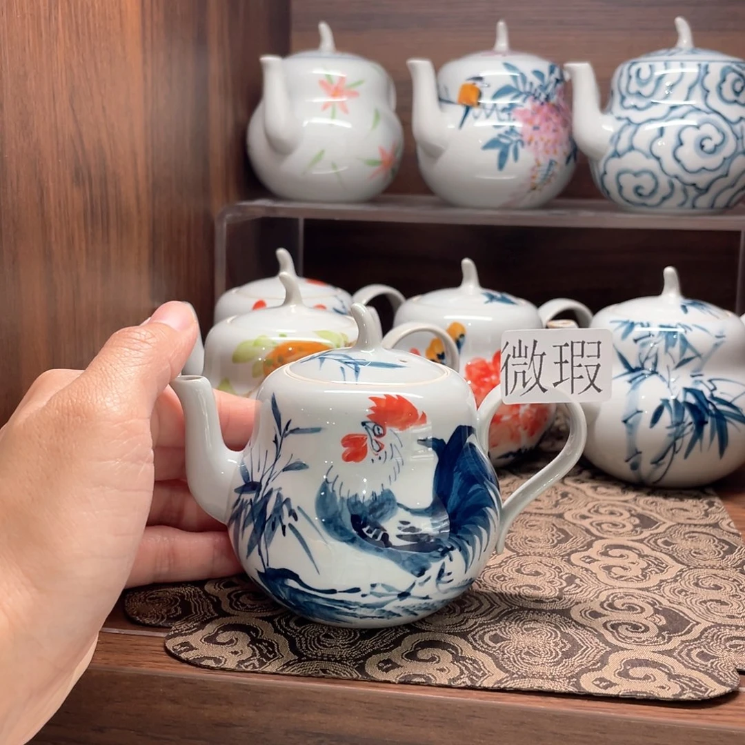 釉下手绘茶具微瑕