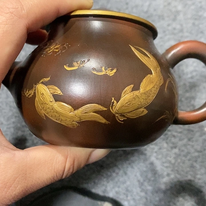 低***金茶壶紫砂陶瓷摆件爱好者摆件