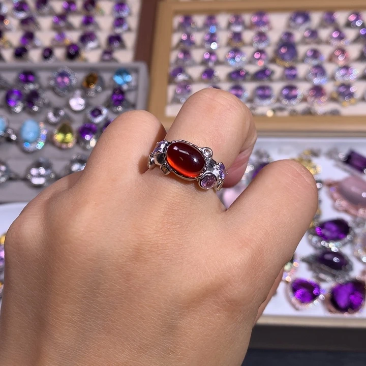 【闪购商品】水晶戒指银S925镶嵌戒指