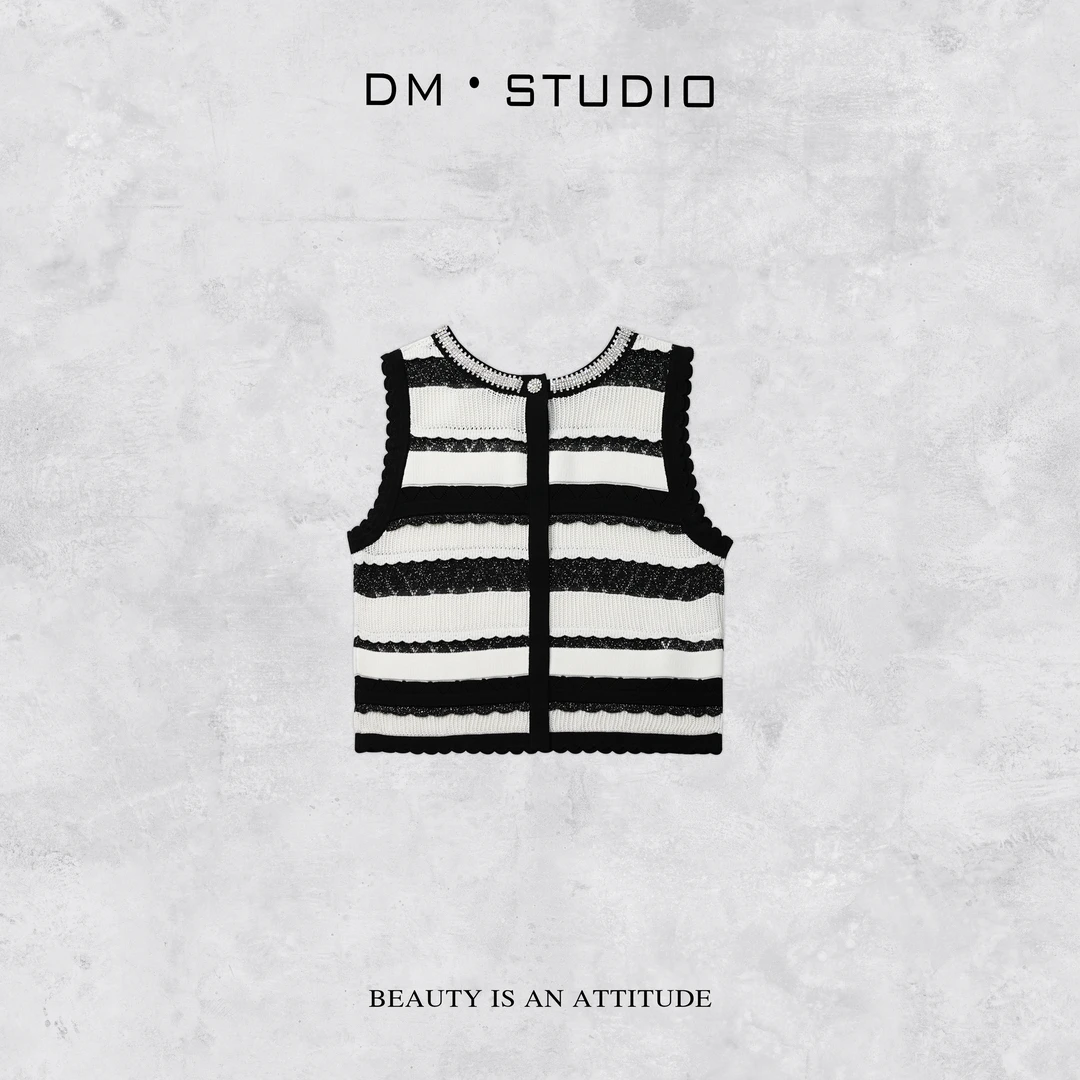 DEDM•STUDIO/条纹撞色减龄气质精致显瘦针织背心（2503MJ/25S325）