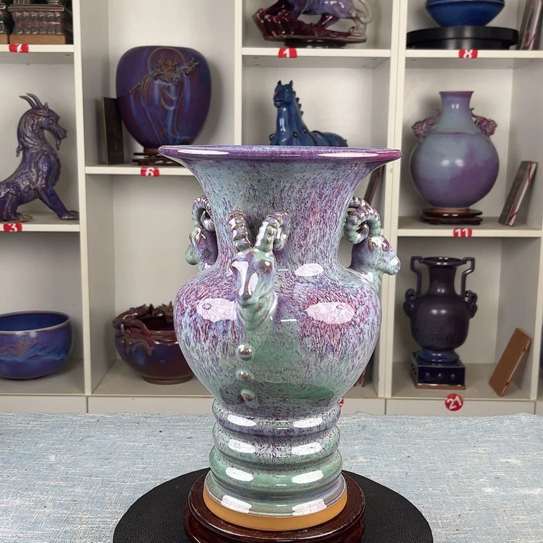 瓷片三羊开泰大师作品