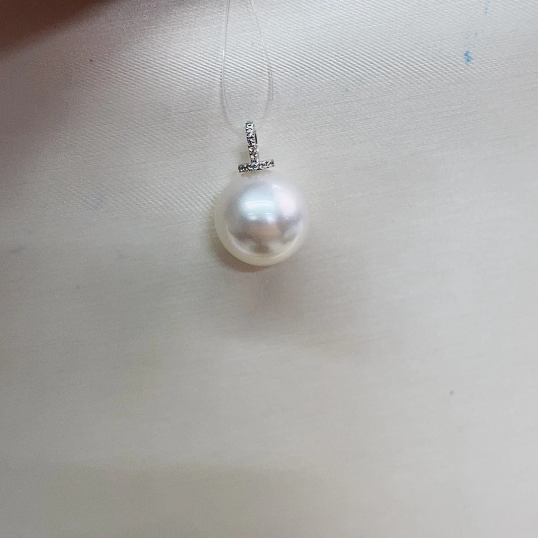 吊坠(不含链)18K金镶嵌海水珍珠12-13