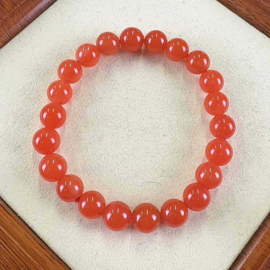 南红玛瑙未镶嵌手串冰红圆珠9mm