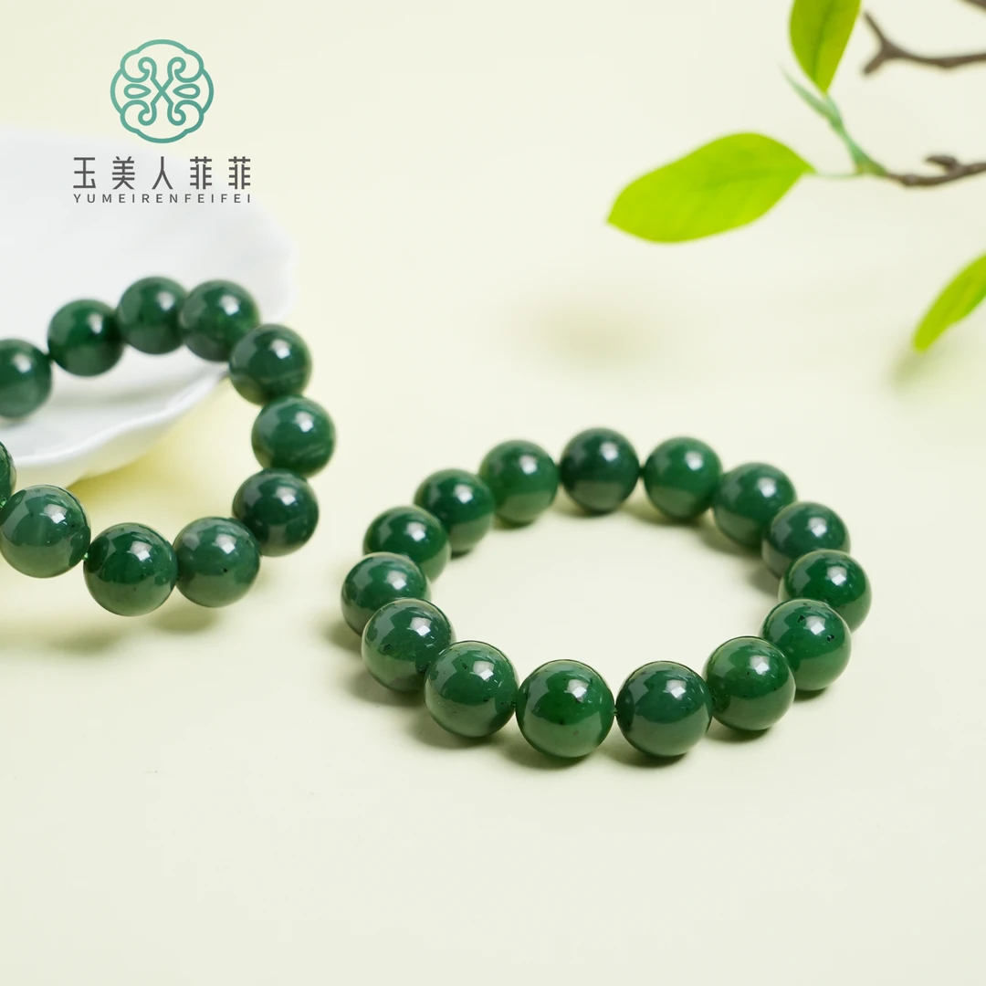 菲菲珠宝好*碧玉单圈手串-圆珠约14mm-多样性发一