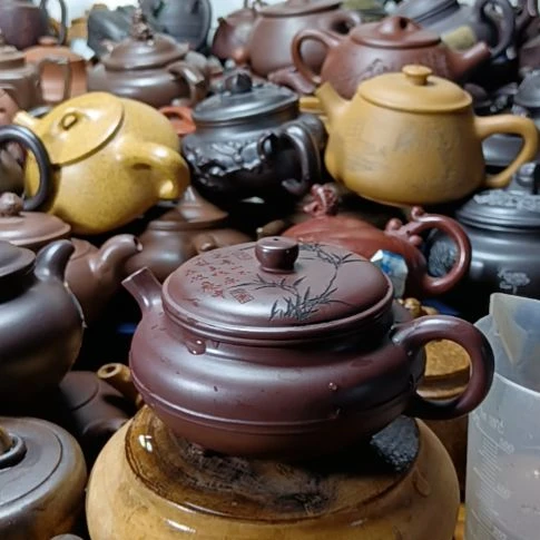 茶壶紫砂宜兴原矿茄皮紫泥柴烧手工300cc紫砂壶