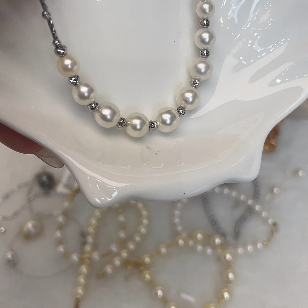 项链银S925镶嵌海水珍珠