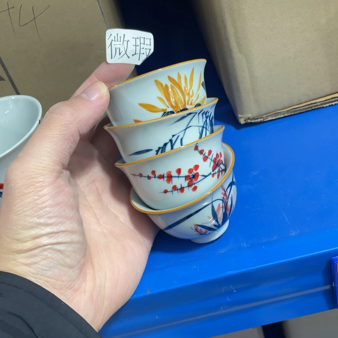 釉下手绘茶具微瑕