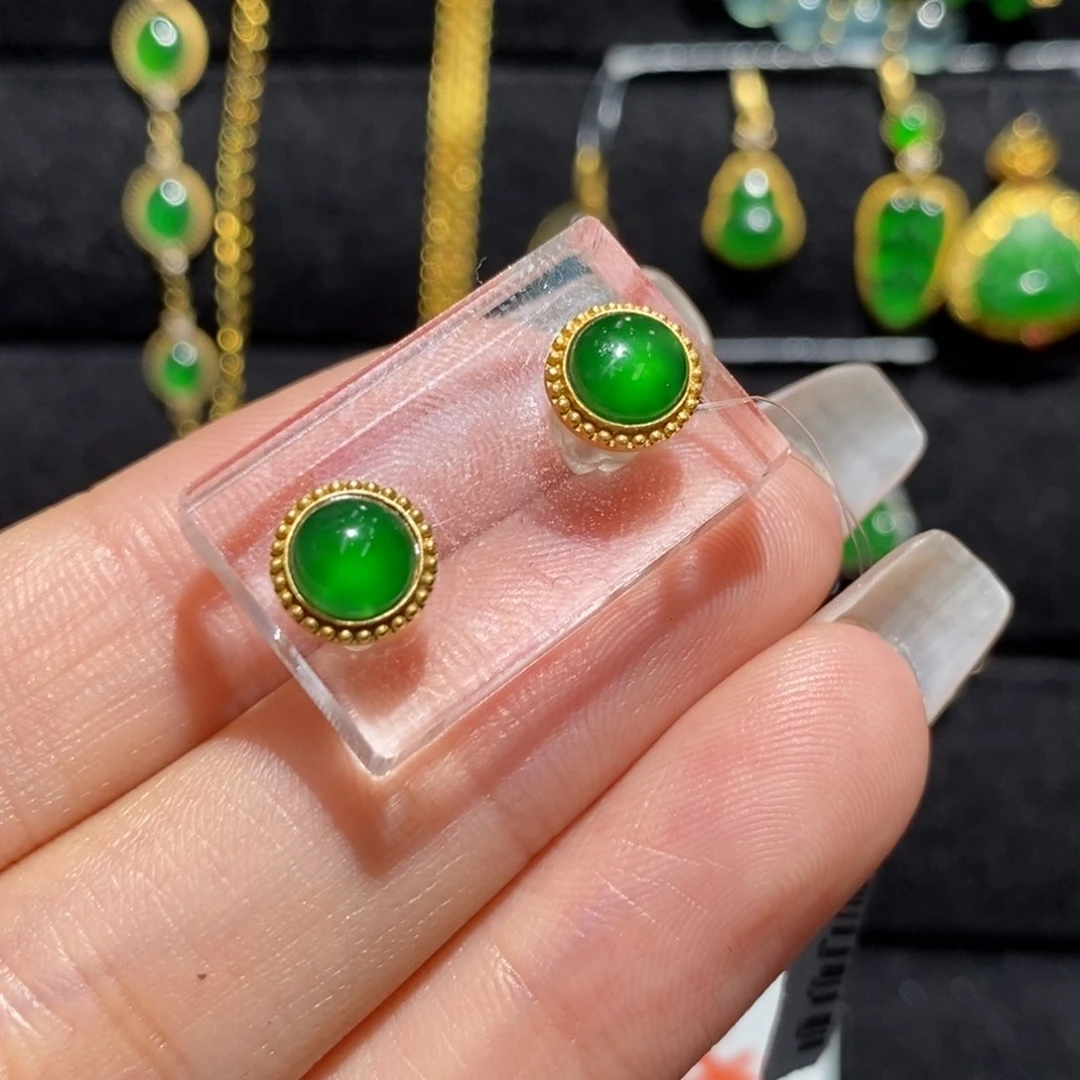 翡翠耳饰18K金镶嵌26789