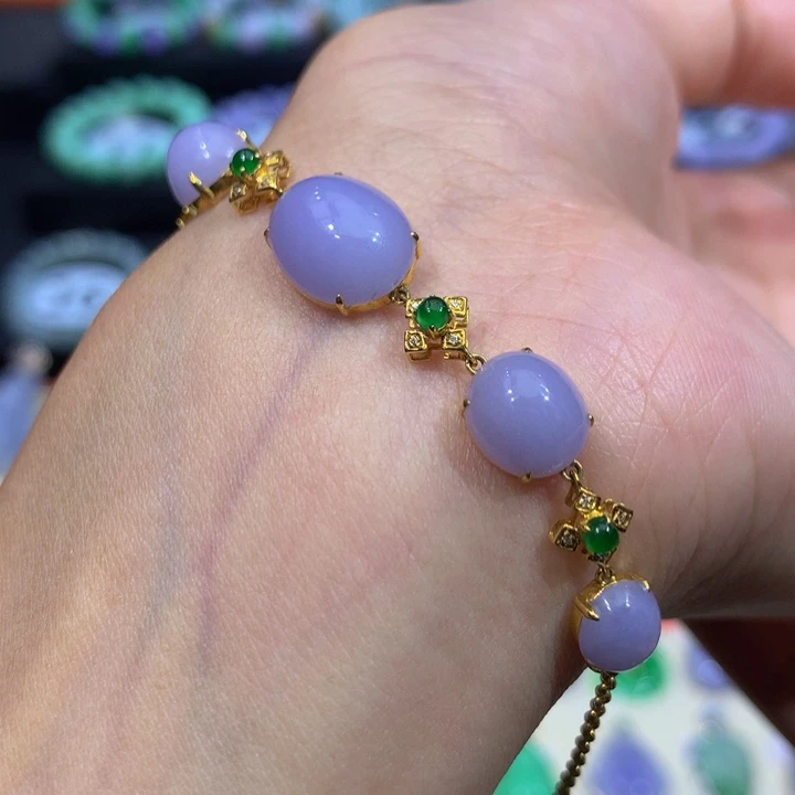 翡翠18K金镶嵌手链翡翠