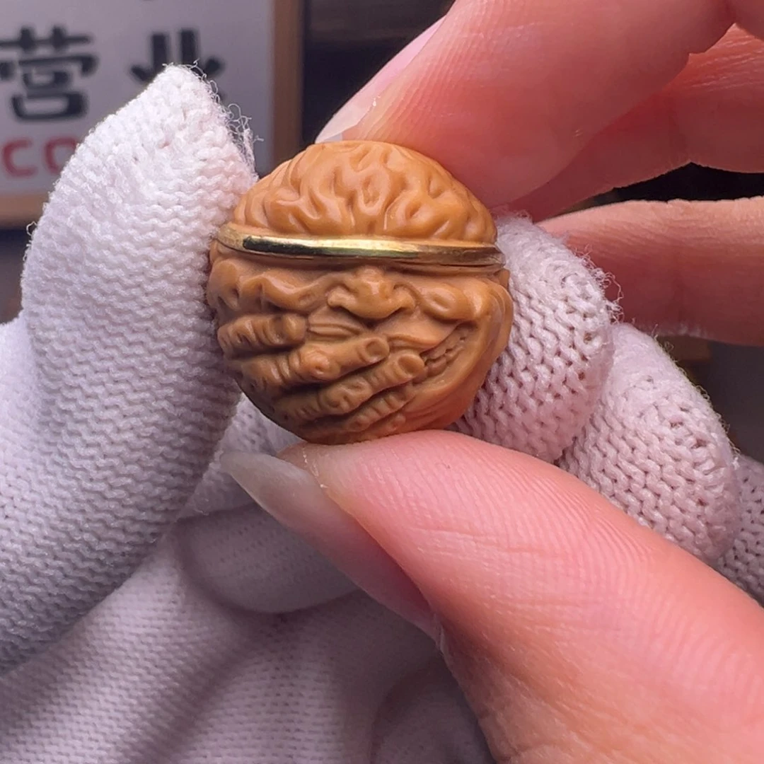 文玩核桃把件镶嵌款笑而不语18左右尺寸全品有正常封口线