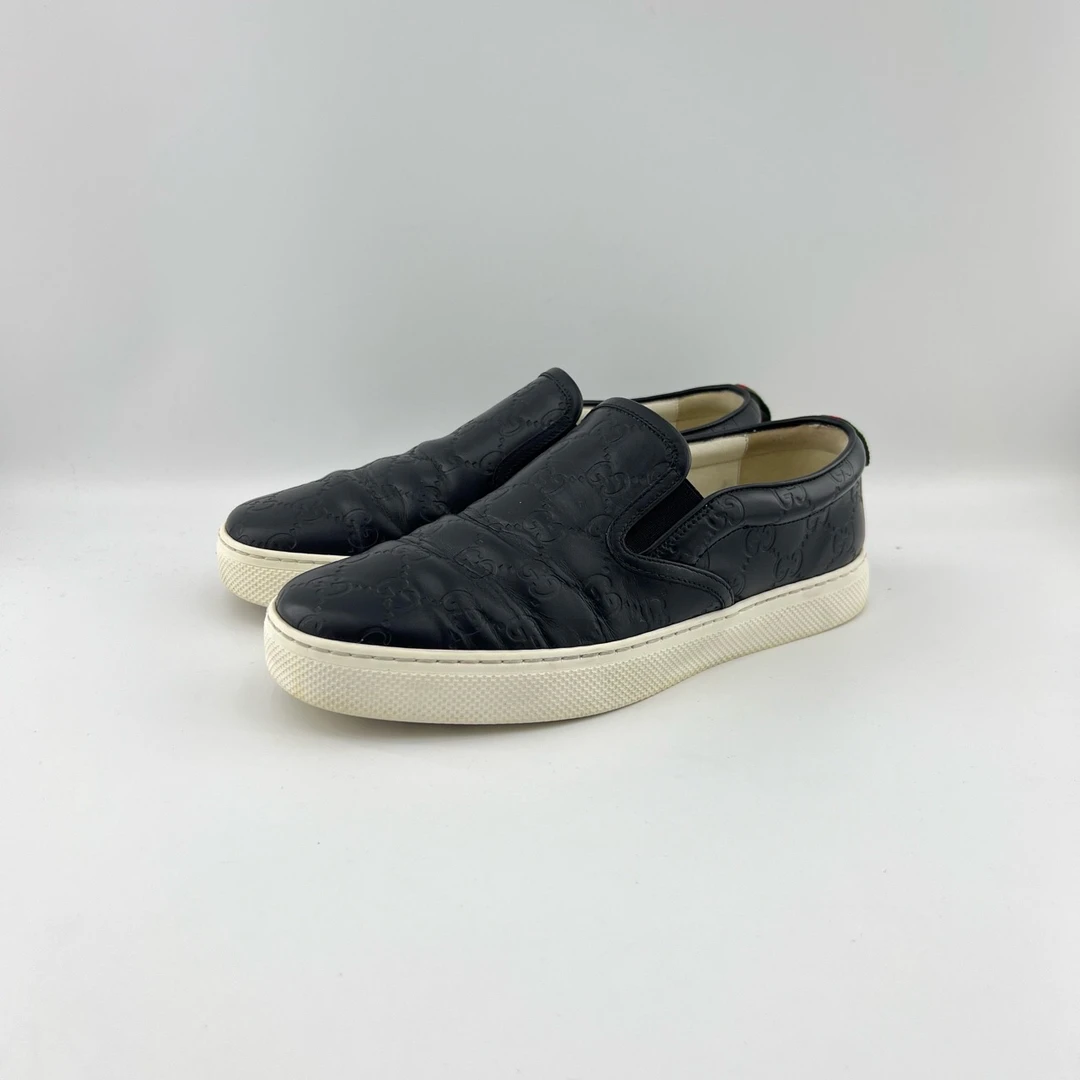 95新 GUCCI/古驰 39.5码/满印压纹平底休闲鞋/10653566