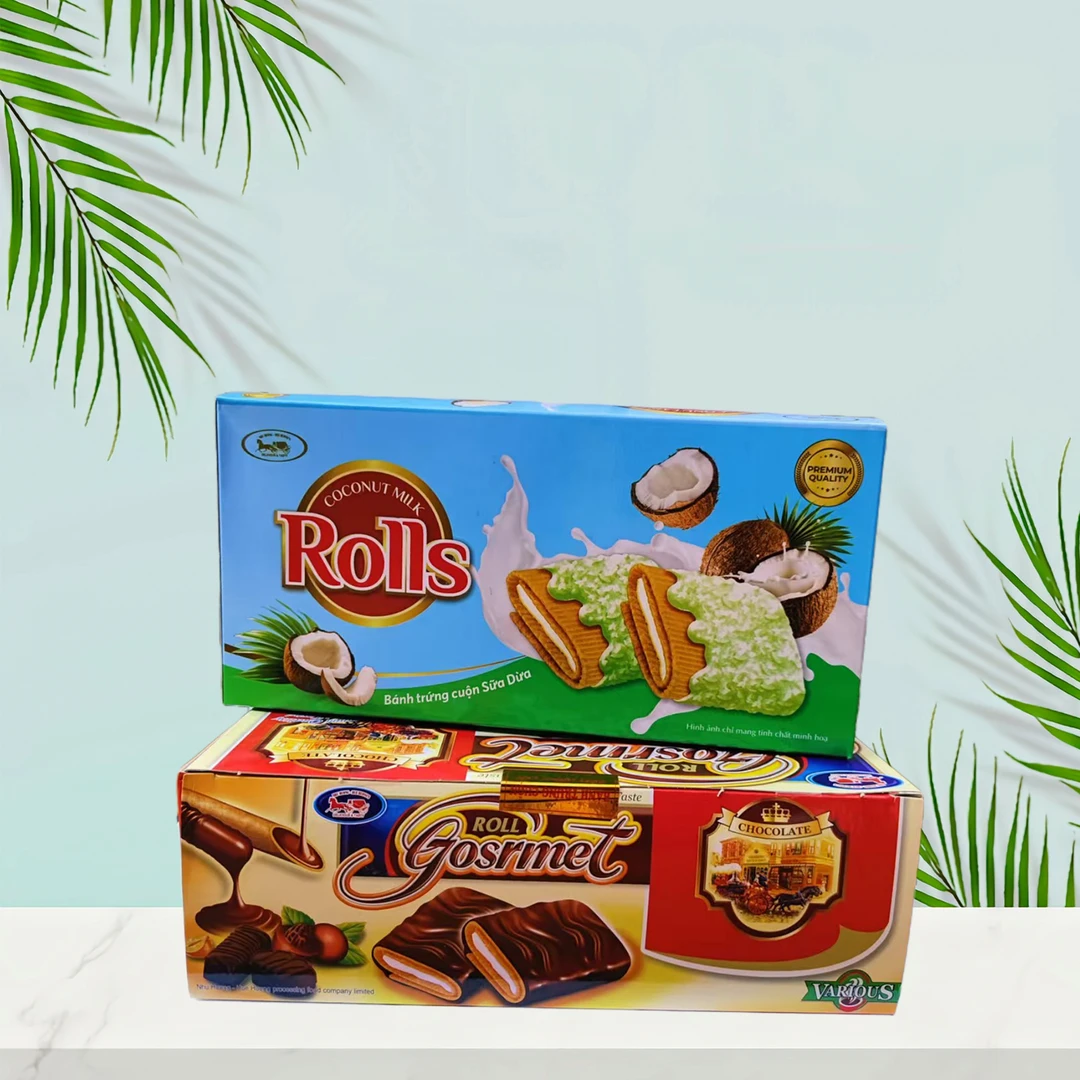 越南草莓味蛋卷椰子味蛋卷巧克力味蛋卷休闲营养小吃食品