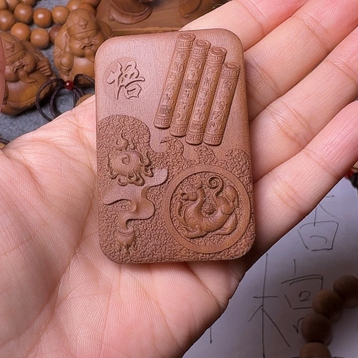 手串/手链檀香木老山檀香精雕满工双面吊坠