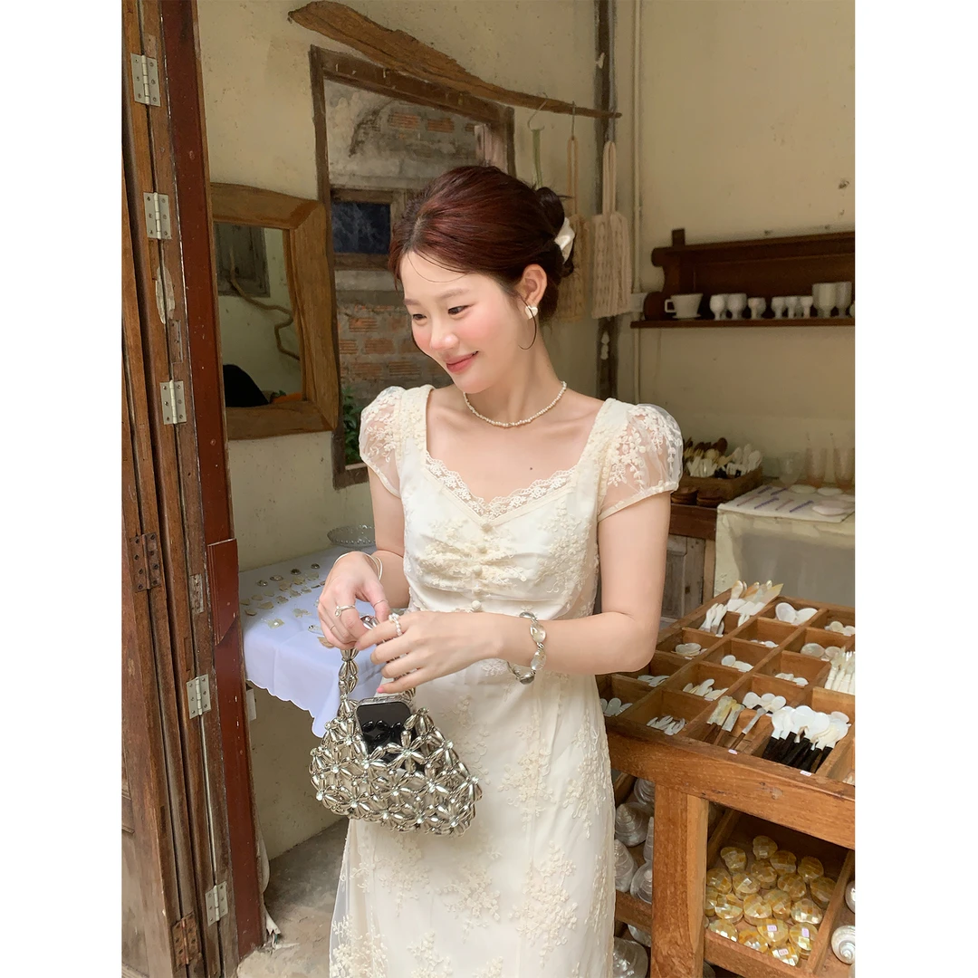 火火火【花屿漫夏】韩系蕾丝拼接碎花连衣裙L35589HH52