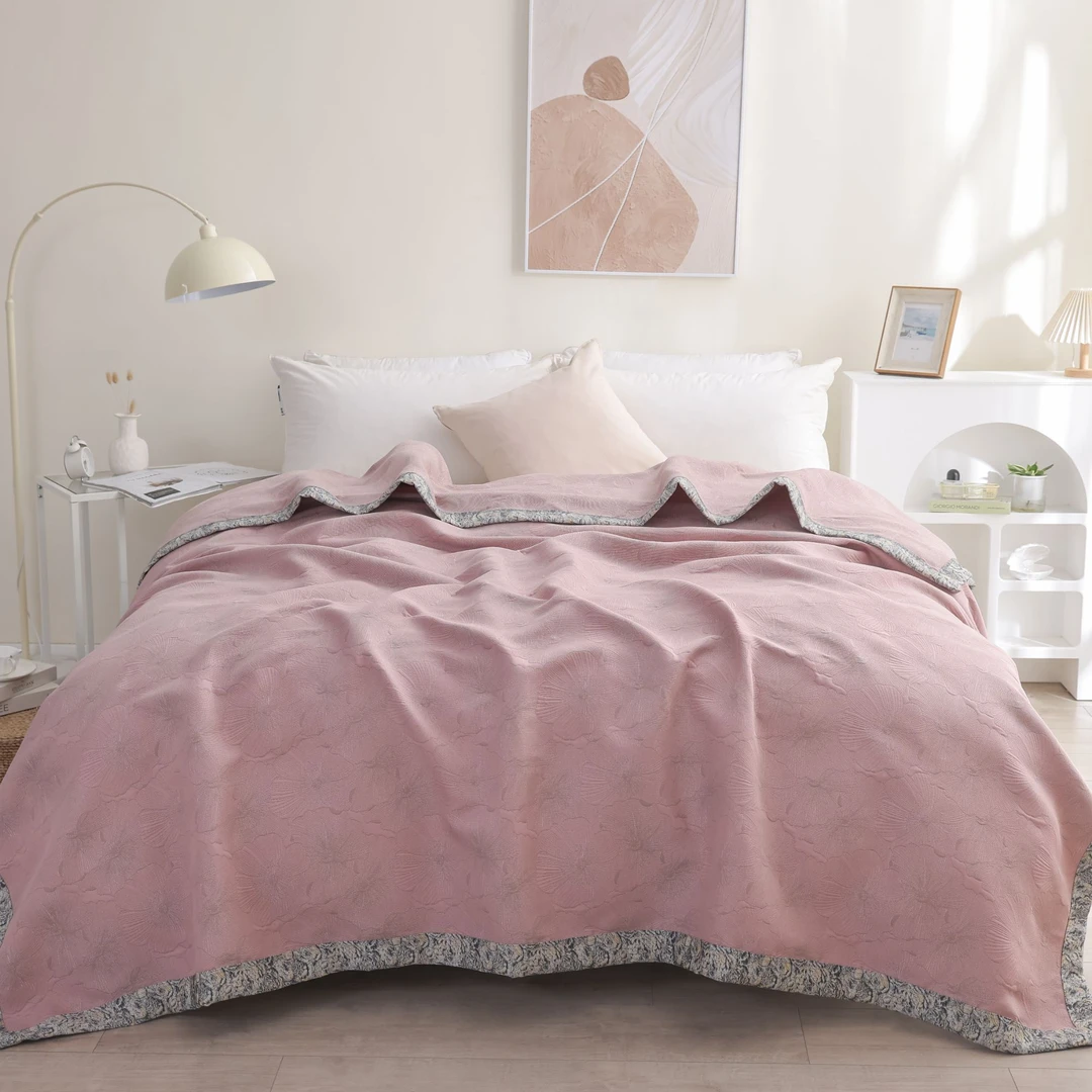 【原装正品】天丝双面加厚纱布四季盖毯230cm*250cm娇韵粉