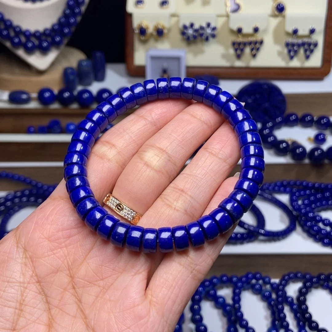 来***你青金石未镶嵌8mm精品药片手串