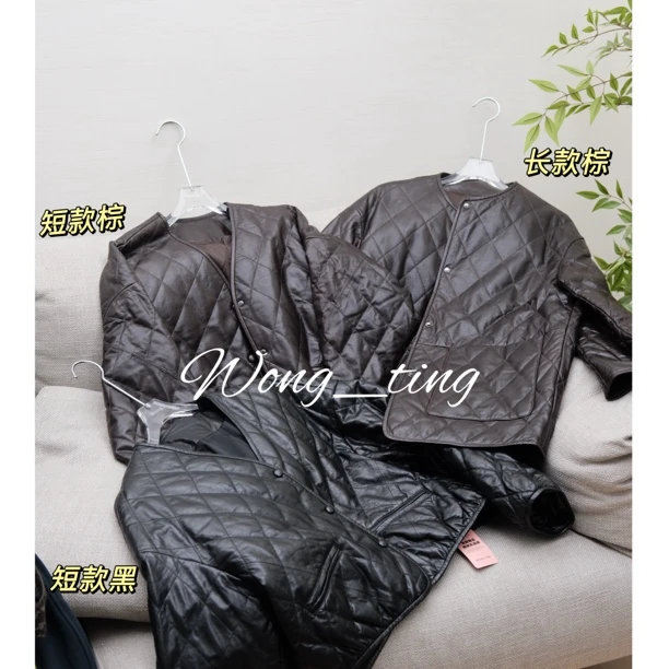 Wong_ting2025新款布拉格之秋两色菱格绵羊皮驼绒外套1222