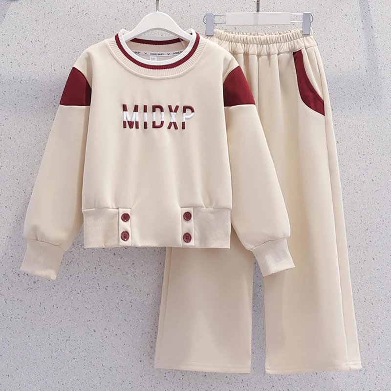 女童卫衣套装韩系高级感穿搭秋装儿童阔腿裤子两件套春秋季运动服