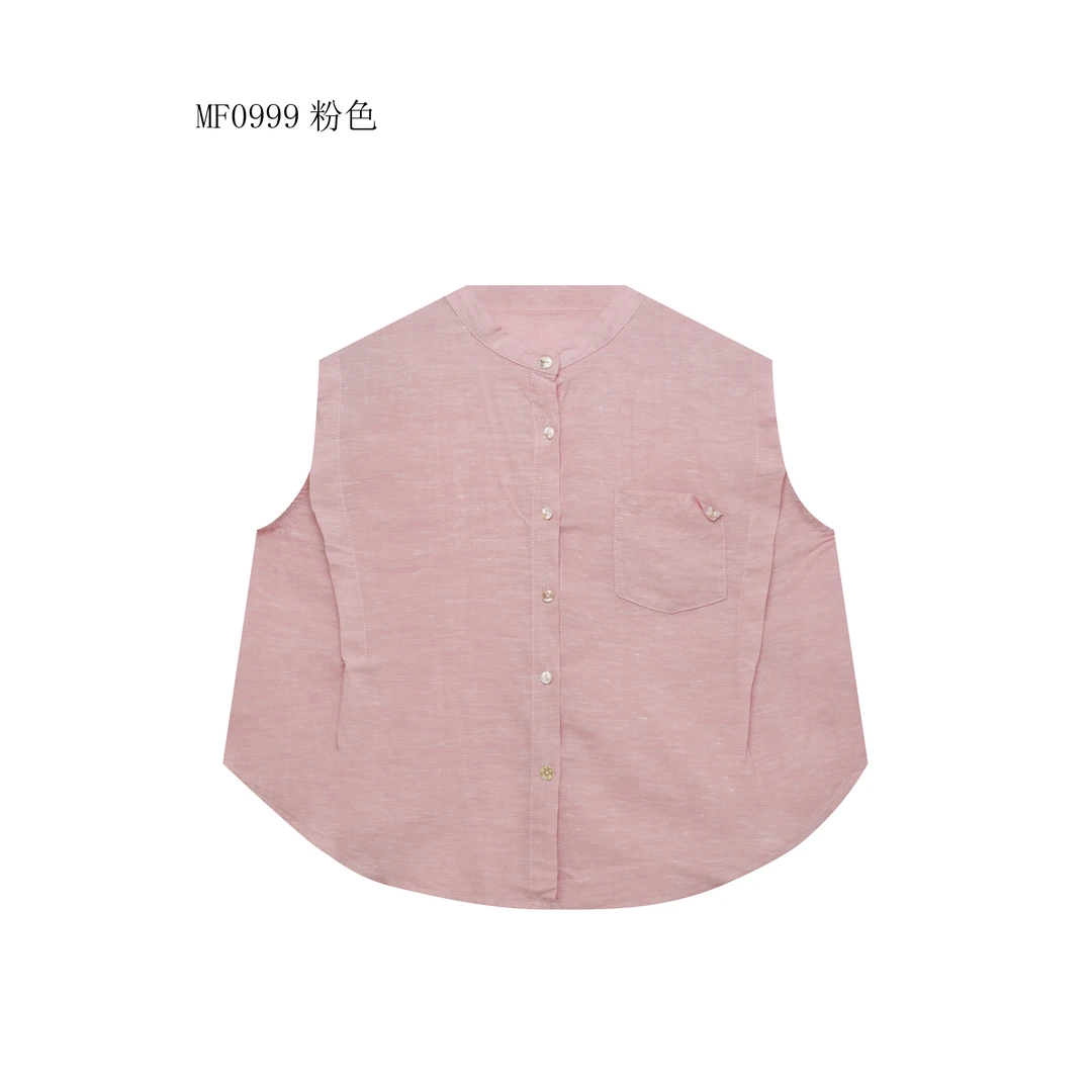 【麻訪家】MF0999粉色复古文艺时尚简约百搭开衫马夹