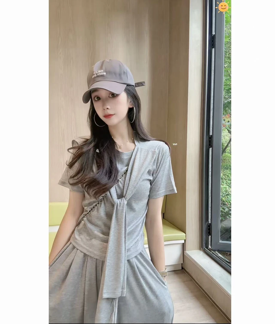 夏季#强烈推荐松弛感垂感薄披肩短袖长裤显瘦三件套