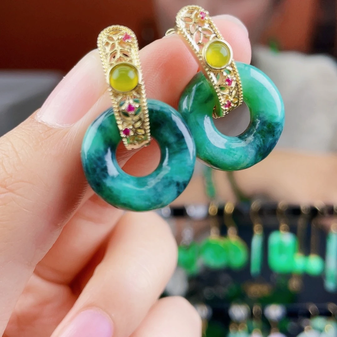 翡翠未镶嵌耳饰饰品