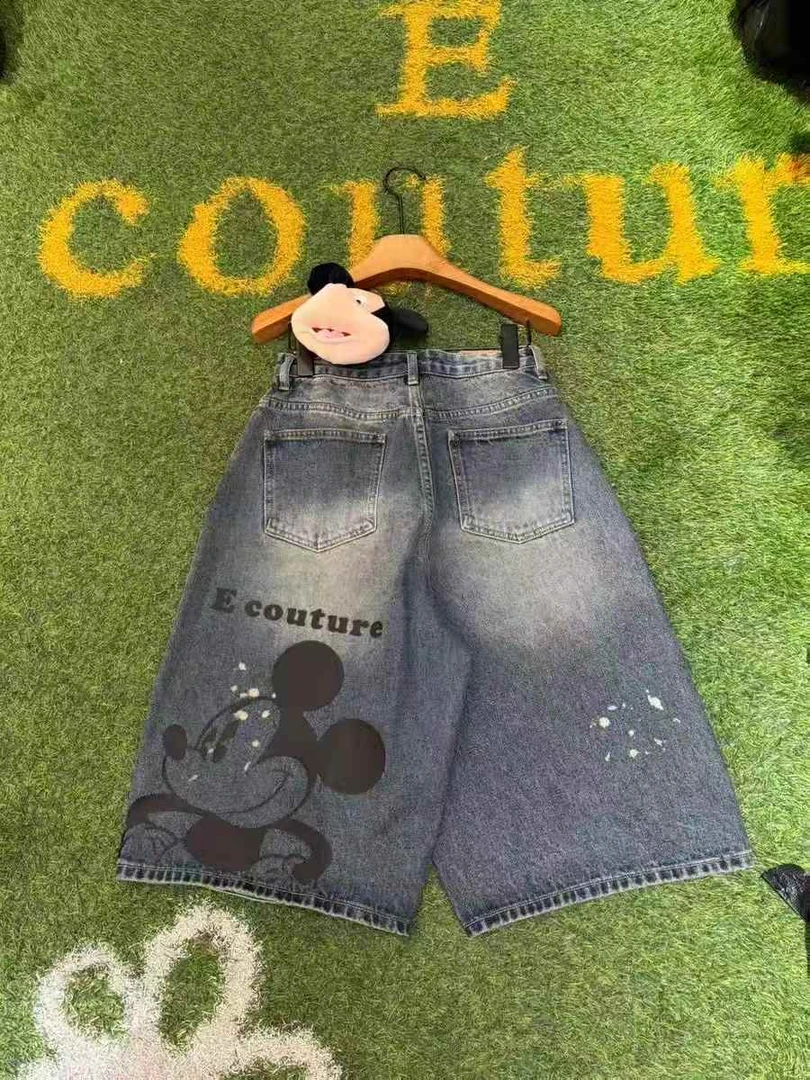 韩系小众设计感2025夏季减龄潮流ins风甜酷米奇压膜挂件牛仔裤