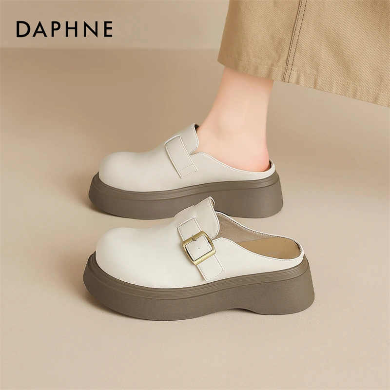 达芙妮爆款2025春季新款一脚蹬乐福鞋厚底勃肯鞋包头女外穿休闲鞋