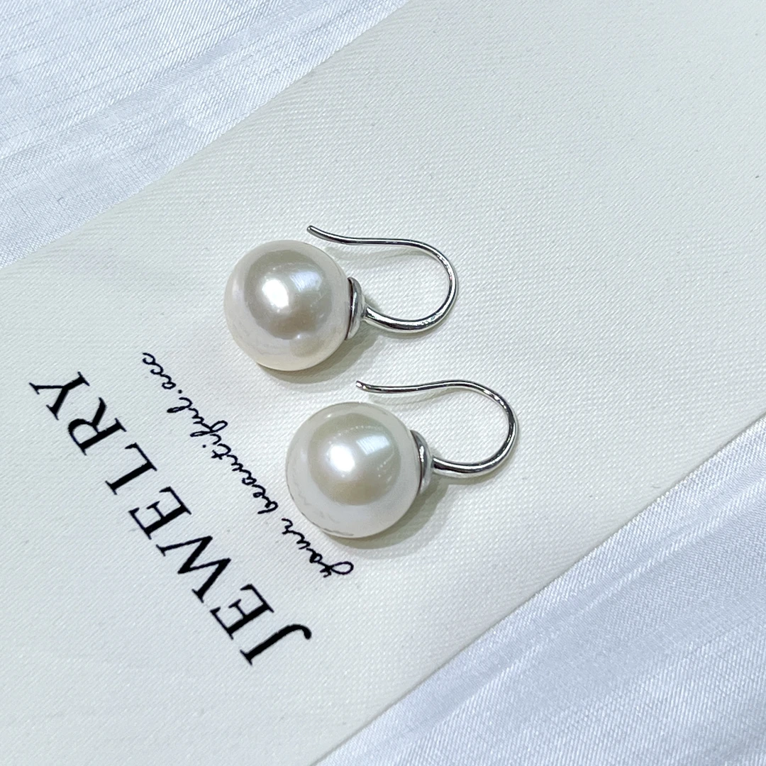 【短发七七】S925银 淡水大龙珠耳钩 13-14mm