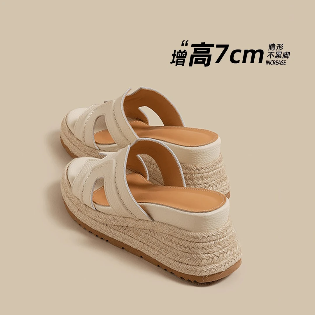 【sheii茵因家】一字型厚款女鞋高跟夏季厚底小香风沙滩鞋E5215052