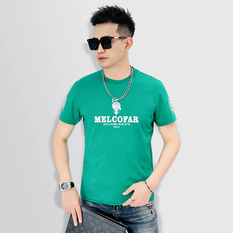 【老斐爷欧品】2025年夏薄款透气圆领男士休闲个性短袖T恤时尚百搭
