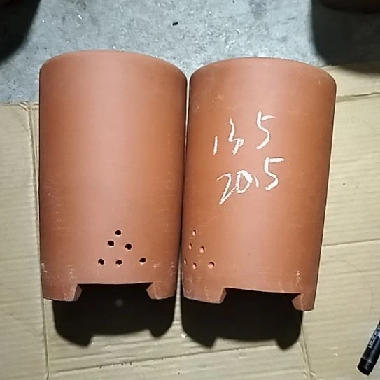 紫砂红泥大笔筒两个紫砂花盆