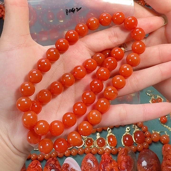 南红玛瑙银S925镶嵌10+