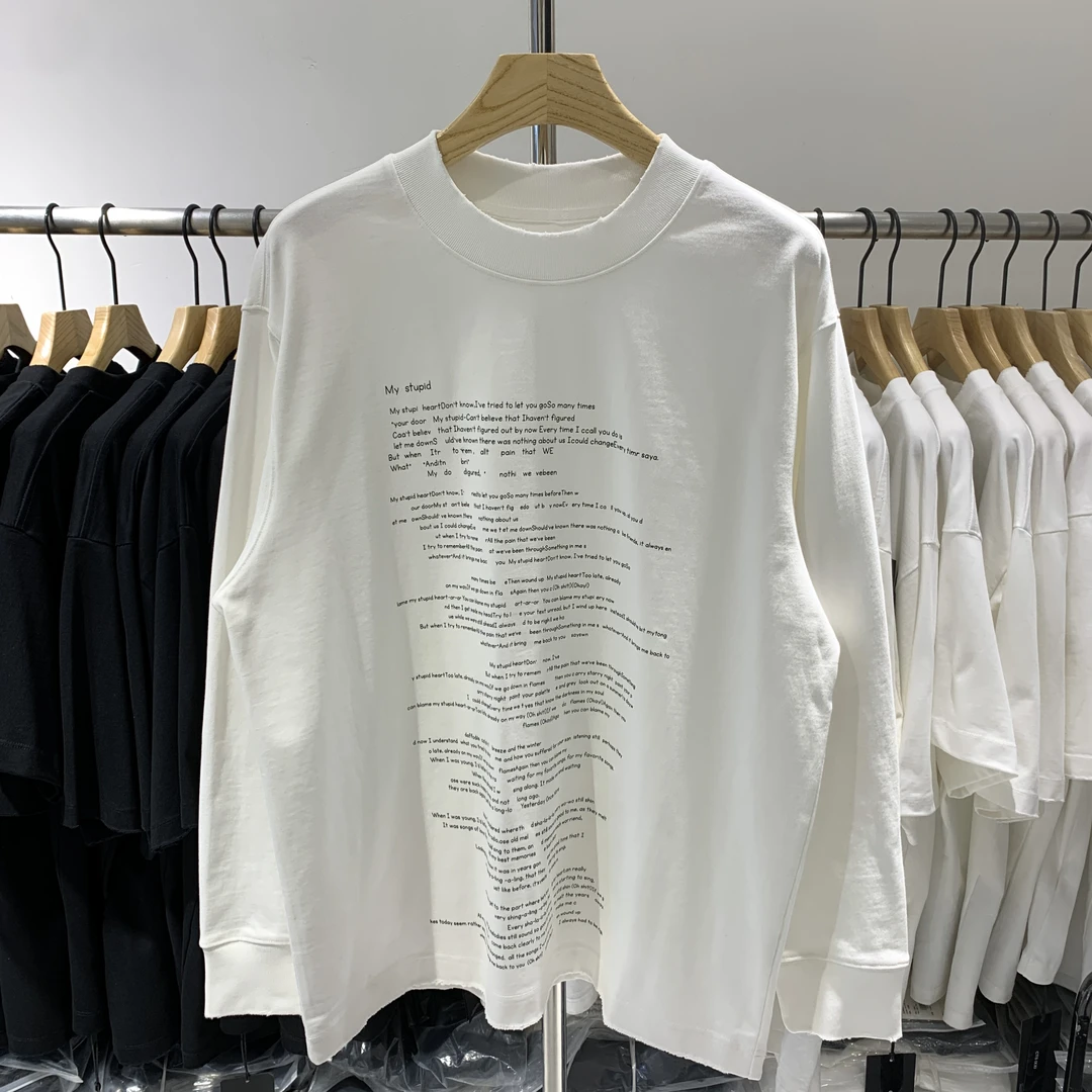 男重磅纯棉T恤美式潮牌打底衫宽松阔版百搭体闲圆领短长袖卫衣