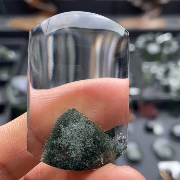 水晶颈饰未镶嵌绿幽灵金字塔无事牌定制