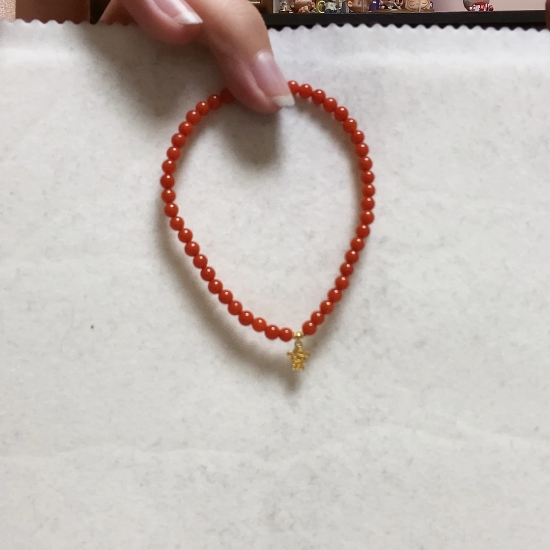 南红玛瑙手串18K金镶嵌简单