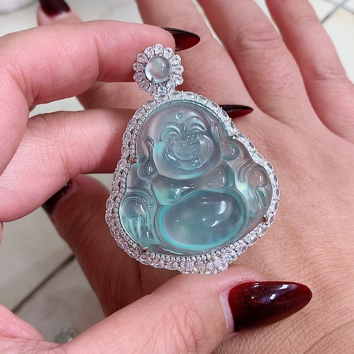 蛇纹石玉吊坠银S925镶嵌涵****）